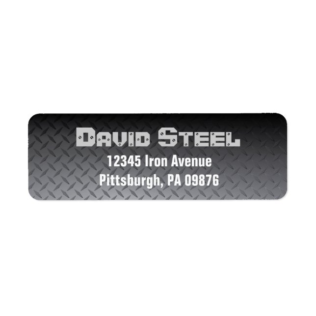 Personalized Steel Diamondplate Return Address Label (Front)