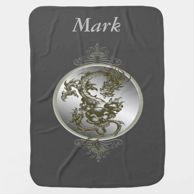 Personalized Steel Dragon Baby Blanket (Front)