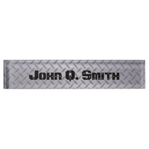 Personalized Steel Gray Diamond Plate Nameplate