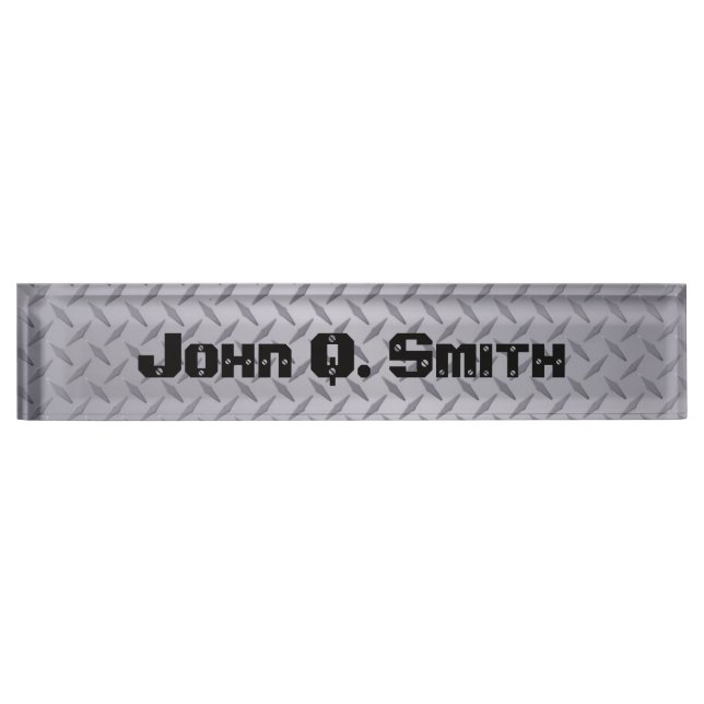 Personalized Steel Gray Diamond Plate Nameplate (Front)