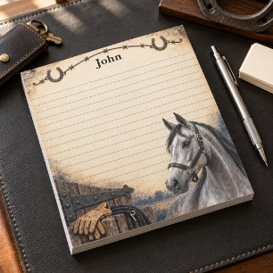 Personalized Steel Gray Saddlebred Ranch Heritage Notepad