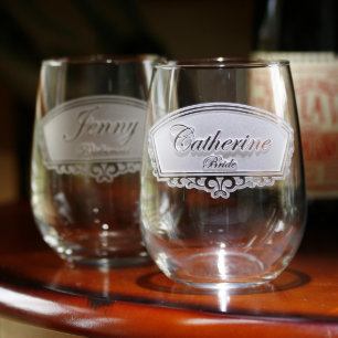 Personalized Stemless Wedding Wine Glass