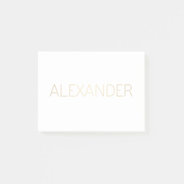 Personalized Stencil Font Alexander Gold Post-it Notes (Front)