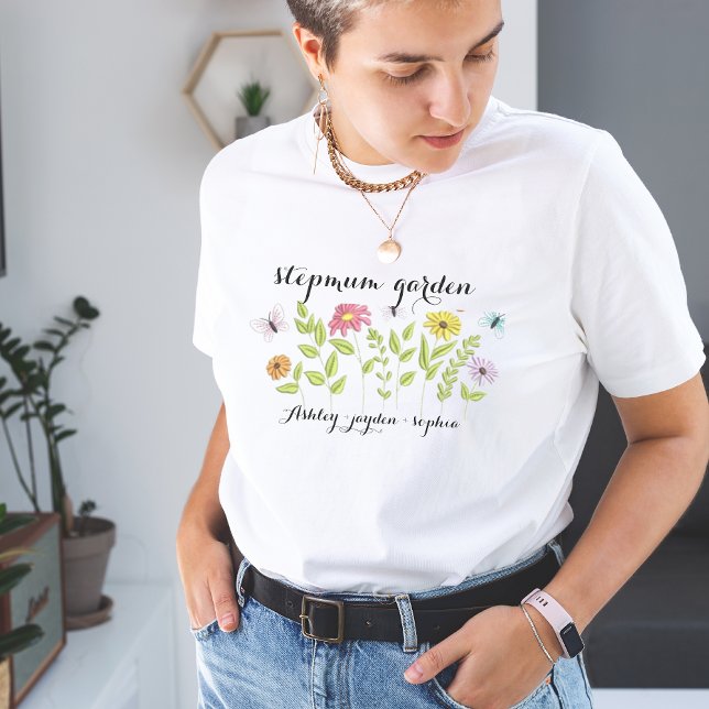 Personalized step kids name flowers mothers day T-Shirt (Creator Uploaded)