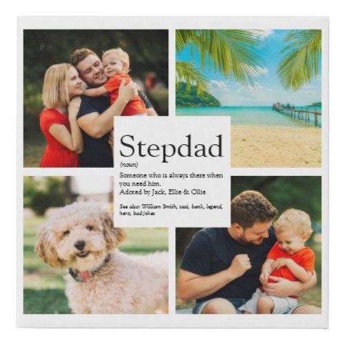 Personalized Stepdad Definition 4 Photo Collage Faux Canvas Print