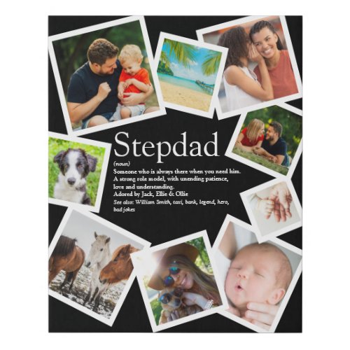 Personalized Stepdad Definition 9 Photo Collage Faux Canvas Print