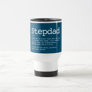 Personalized Stepdad Definition Blue Travel Mug