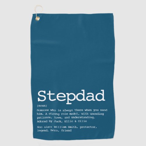 Personalized Stepdad Definition Modern Blue Golf Towel