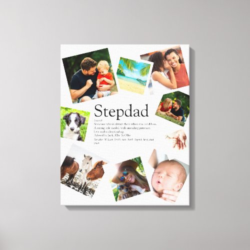 Personalized Stepdad Definition Name 9 Photo Canvas Print