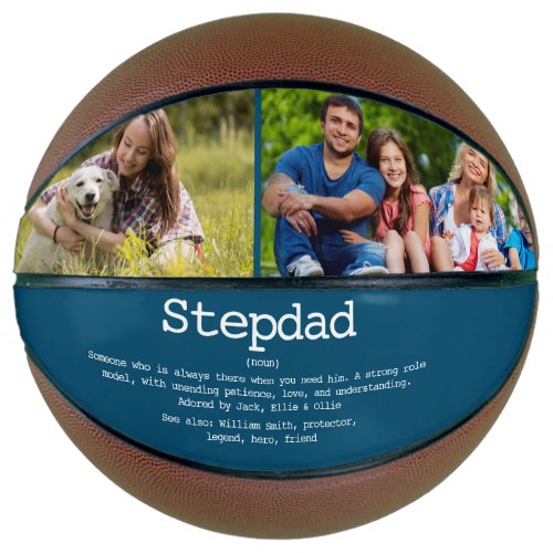 Personalized Stepdad Definition Photo Blue Basketball