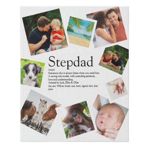 Personalized Stepdad Name Definition 9 Photo Faux Canvas Print