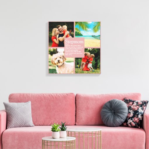 Personalized Stepmom Definition 4 Photo Blush Pink Canvas Print Zazzle