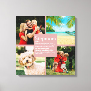 Personalized Stepmom Definition 4 Photo Blush Pink Canvas Print