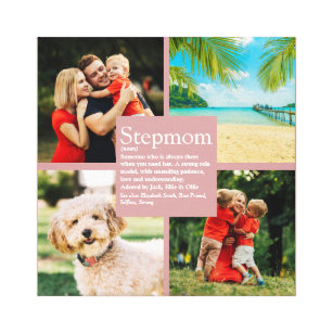 Personalized Stepmom Definition 4 Photo Blush Pink Canvas Print