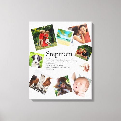 Personalized Stepmom Definition 9 Photo Collage Canvas Print