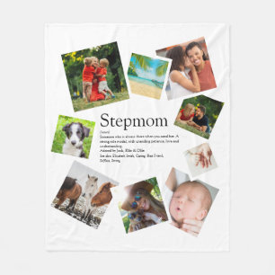 Personalized Stepmom Definition 9 Photo Collage Fleece Blanket