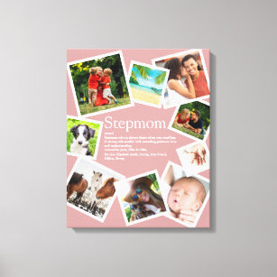 Personalized Stepmom Definition Blush Pink 9 Photo Canvas Print