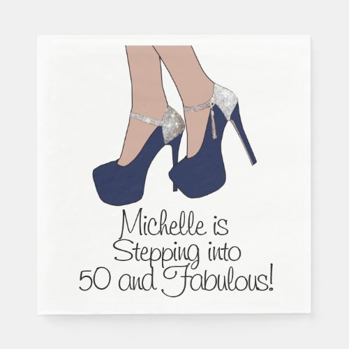 Personalized Stepping into 50 and Fabulous Party Napkins
