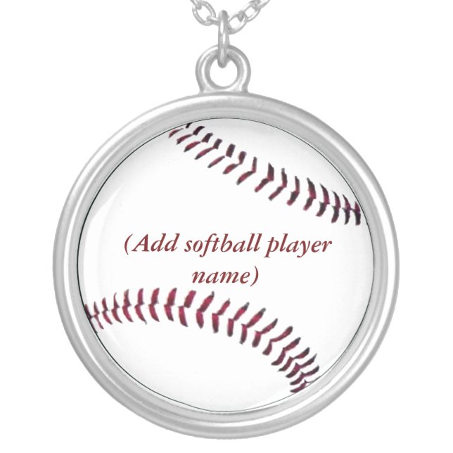 Personalized Sterling Girls Softball Necklace (Front)