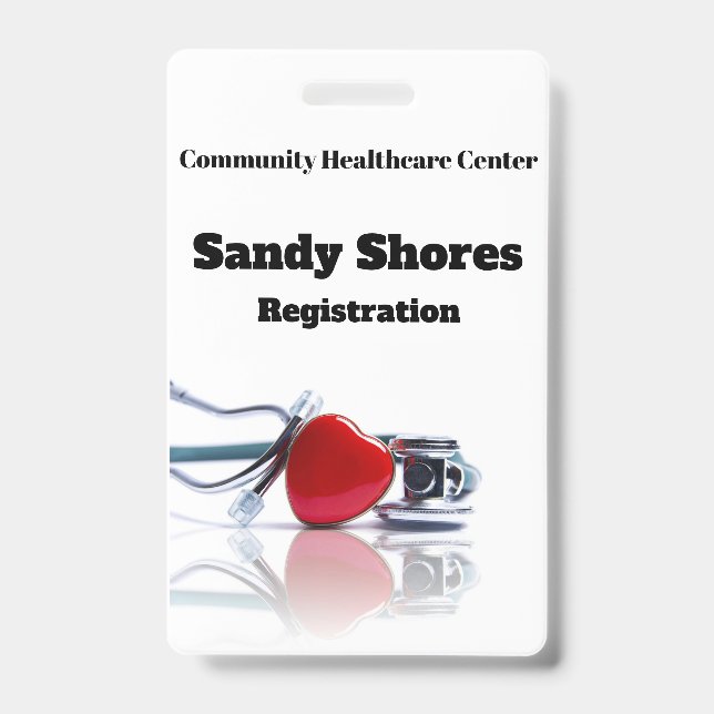 Personalized Stethoscope and Heart Badge (Front)