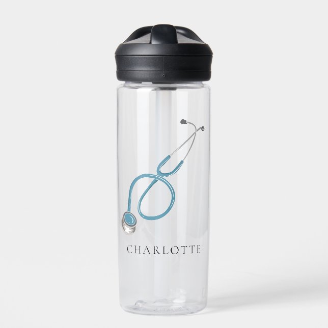 Personalized Stethoscope Coworker Doctors Name Water Bottle (Front)