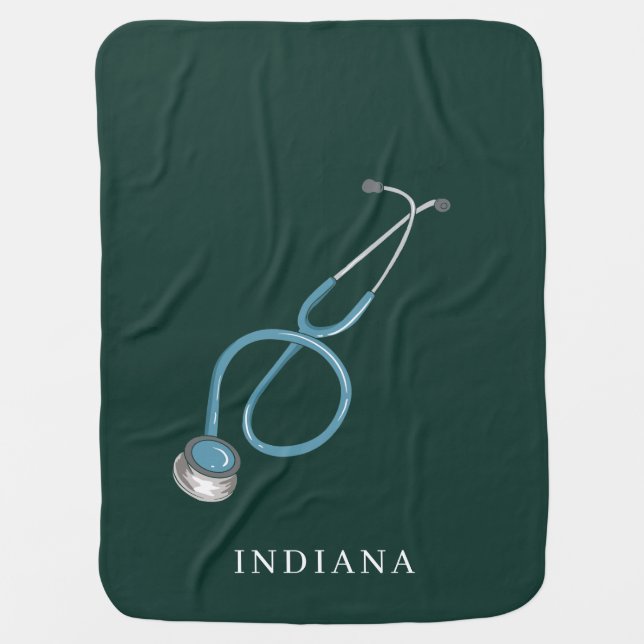 Personalized Stethoscope Modern Swag Baby Blanket (Front)