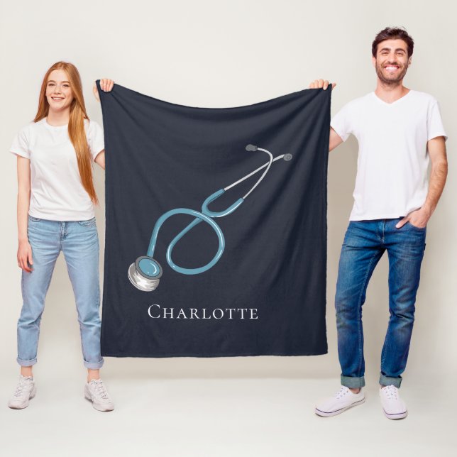 Personalized Stethoscope Name Doctor Novelty Fleece Blanket (In Situ)
