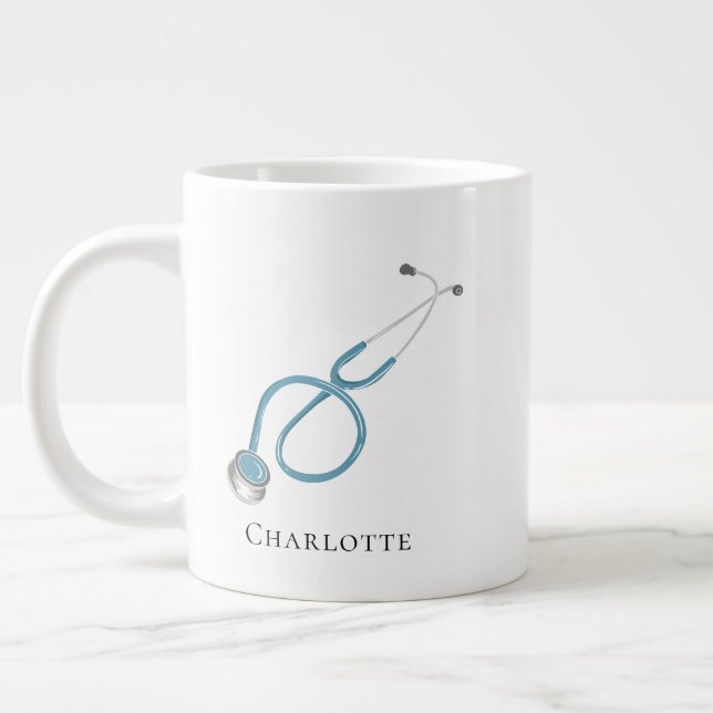 Personalized Stethoscope Name Doctor Novelty Giant Coffee Mug (Left)
