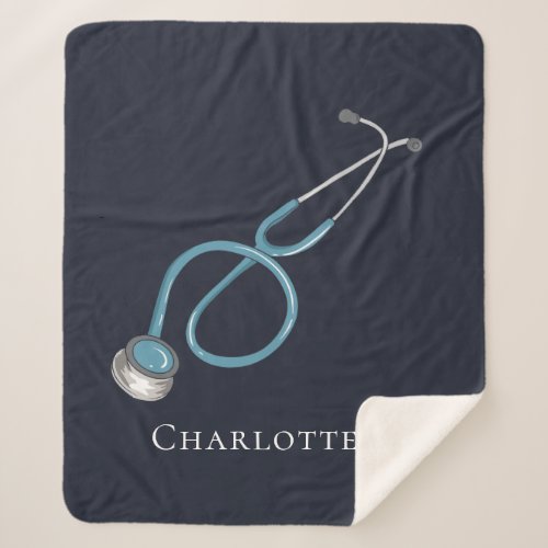 Personalized Stethoscope Name Doctor Sherpa Blanket