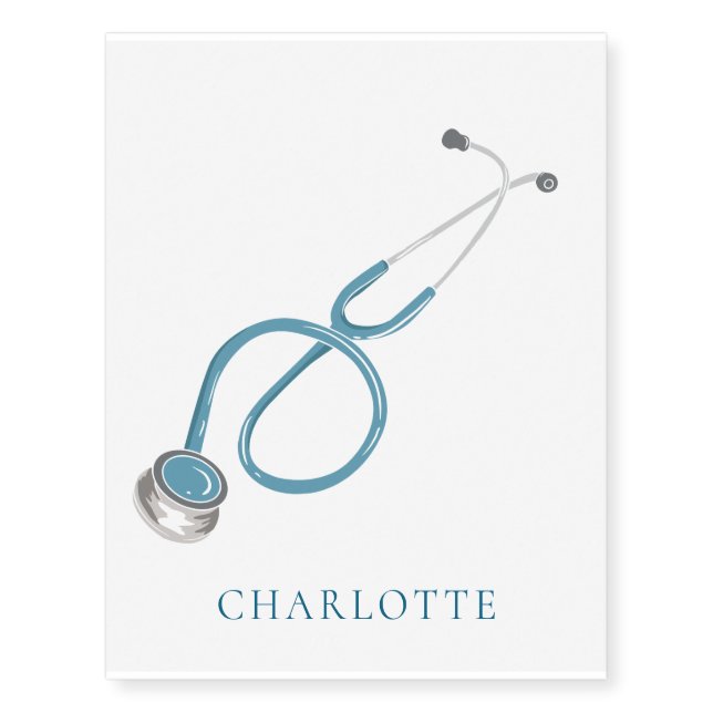 Personalized Stethoscope Name Doctor Temporary Tattoos (Front)