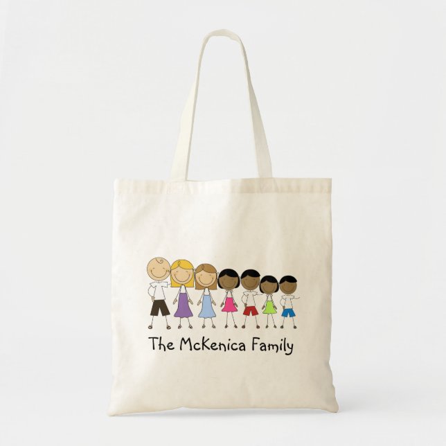 Personalized Stick Figure Family Tote Bag (Front)