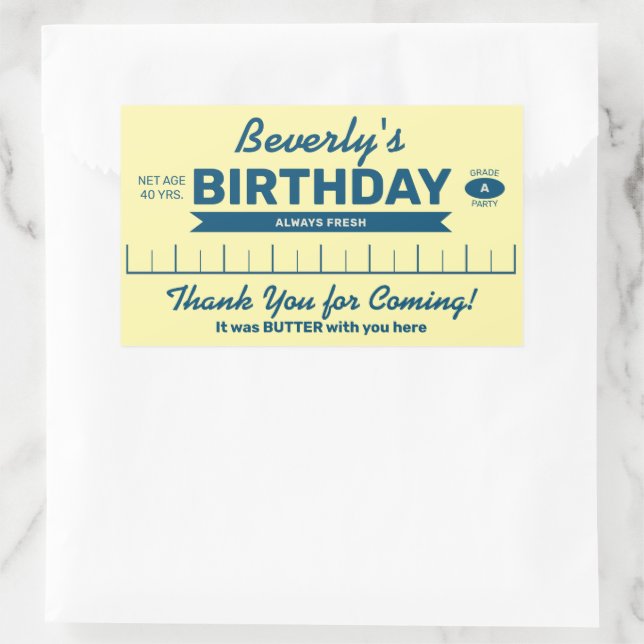 Personalized Stick of Butter Birthday Party Favor Rectangular Sticker (Bag)