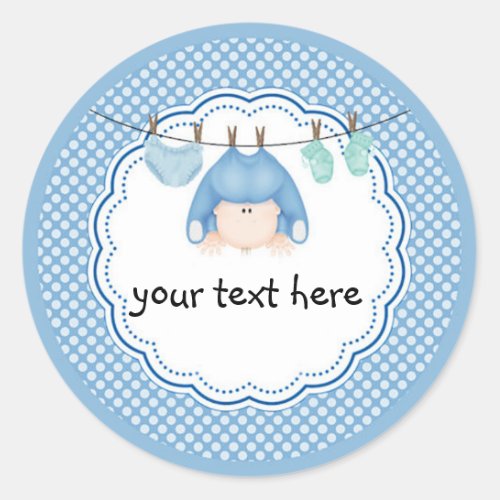 Personalized StickerBaby Boy Laundry Classic Round Sticker