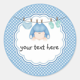 Personalized Sticker/Baby Boy Laundry Classic Round Sticker