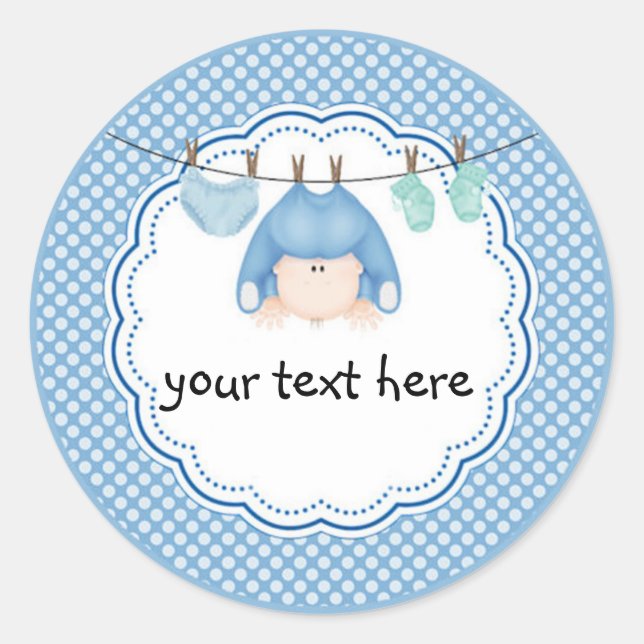 Personalized Sticker/Baby Boy Laundry Classic Round Sticker (Front)