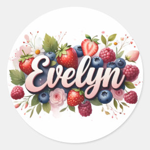Personalized Sticker Evelyn Berry Floral Design