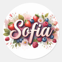 Personalized Sticker "Sofia" Berry Floral Design
