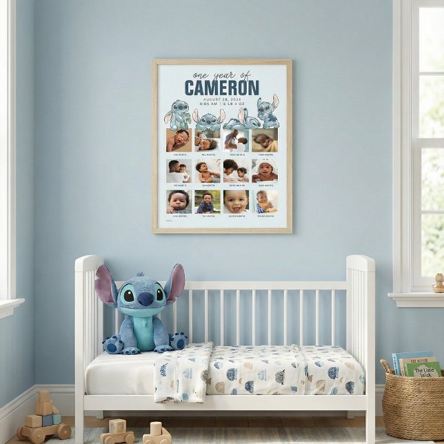Personalized Stitch First Birthday Milestone Poster (Creator Uploaded)