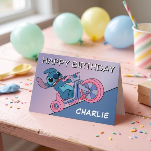 Personalized Stitch Tricycle Birthday Card