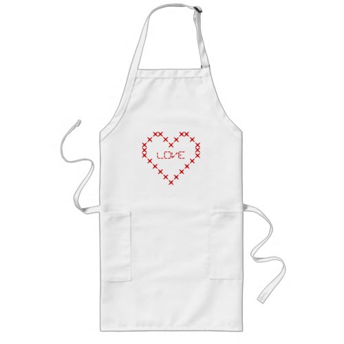Personalized stitched love heart apron for women