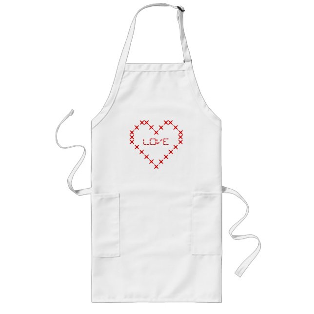 Personalized stitched love heart apron for women (Front)