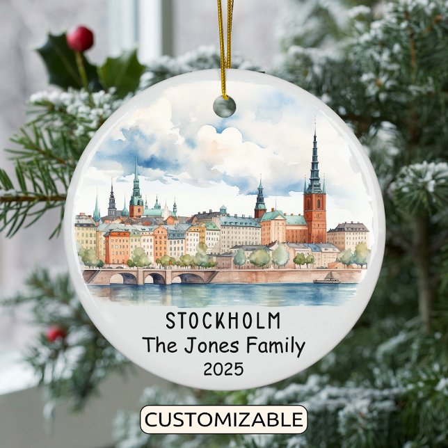 Personalized Stockholm Ornament, Sweden Ceramic Ornament (Creator Uploaded)