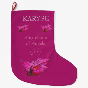 Personalized Stocking for Christmas, Pink Angel