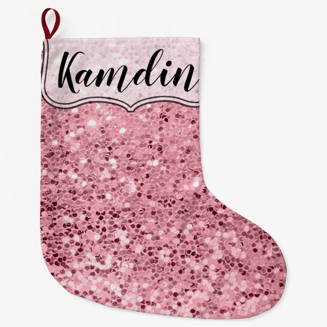 Personalized Stocking Rose Gold Glitter (Front)