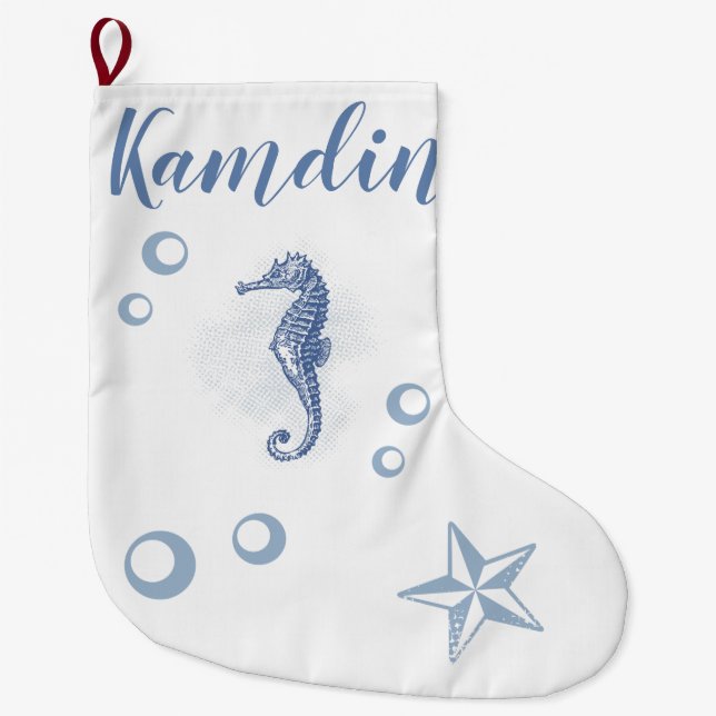 Personalized Stocking Seahorse Ocean Beach Water (Front)