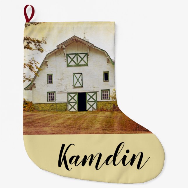Personalized Stocking Sunset Barn Country Rustic F (Front)