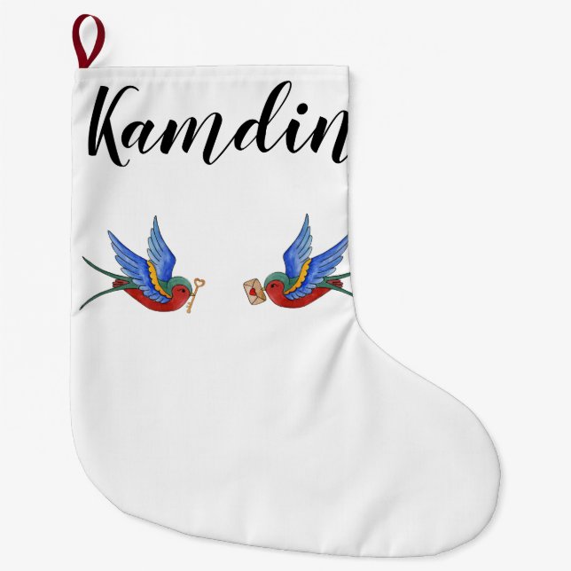 Personalized Stocking Traditional Bird Tattoo Spar (Front)