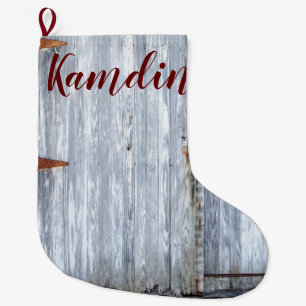 Personalized Stocking White Wash Wood Barn Door Co