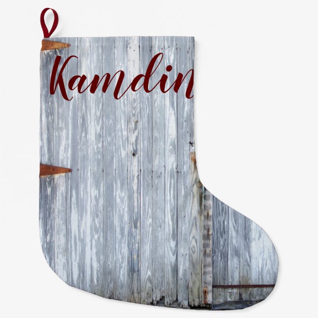 Personalized Stocking White Wash Wood Barn Door Co (Front)