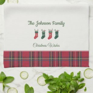 Personalized Stockings with Monograms Christmas Kitchen Towel